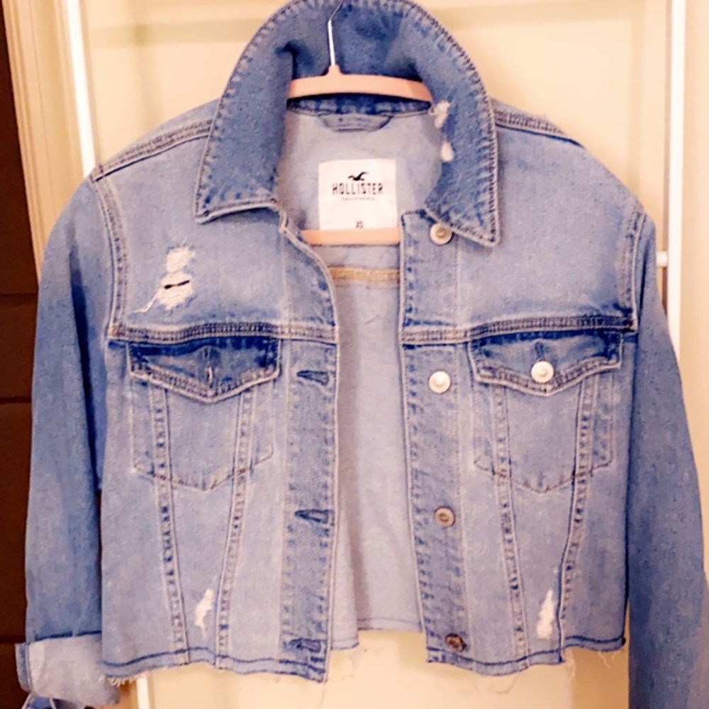 Hollister Cropped Light Blue Jacket - XS
